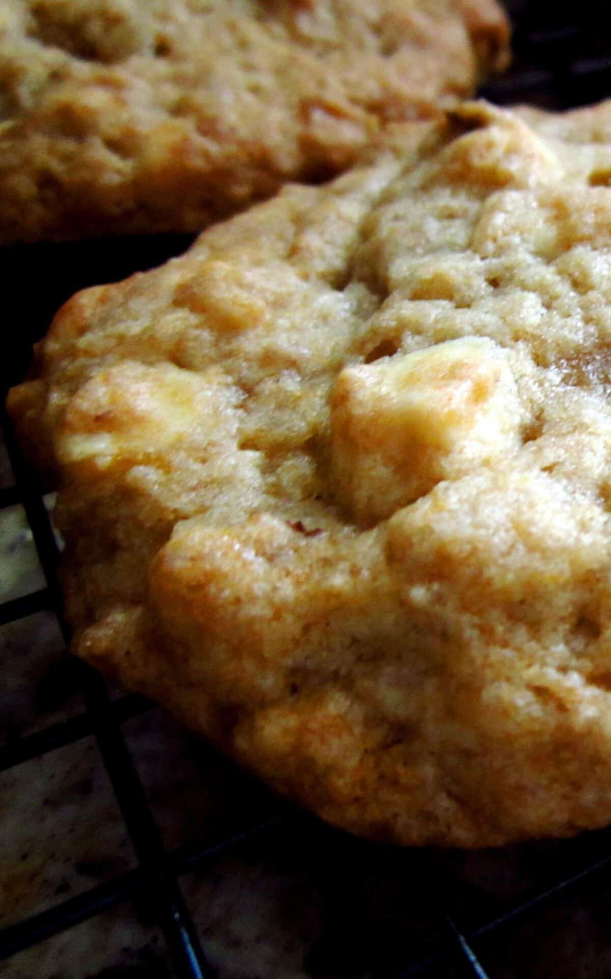  A batch of warm and gooey banana nut cookies fresh out of the oven.