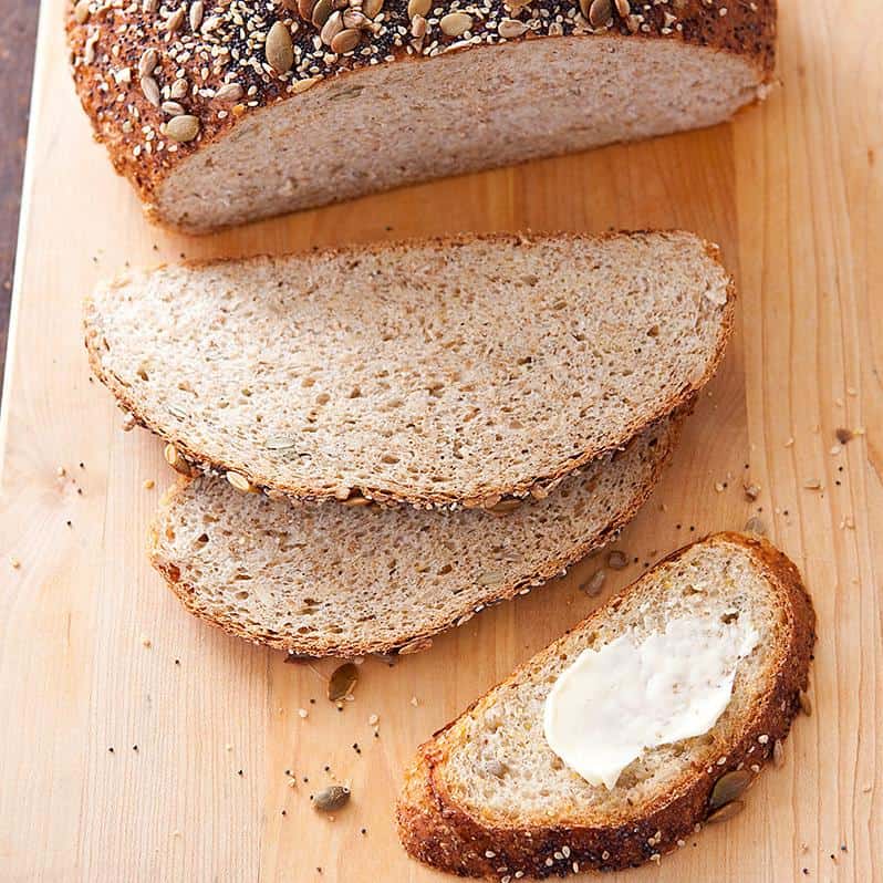  A closer look at the multigrain bread reveals the many delicious grains used in the recipe.