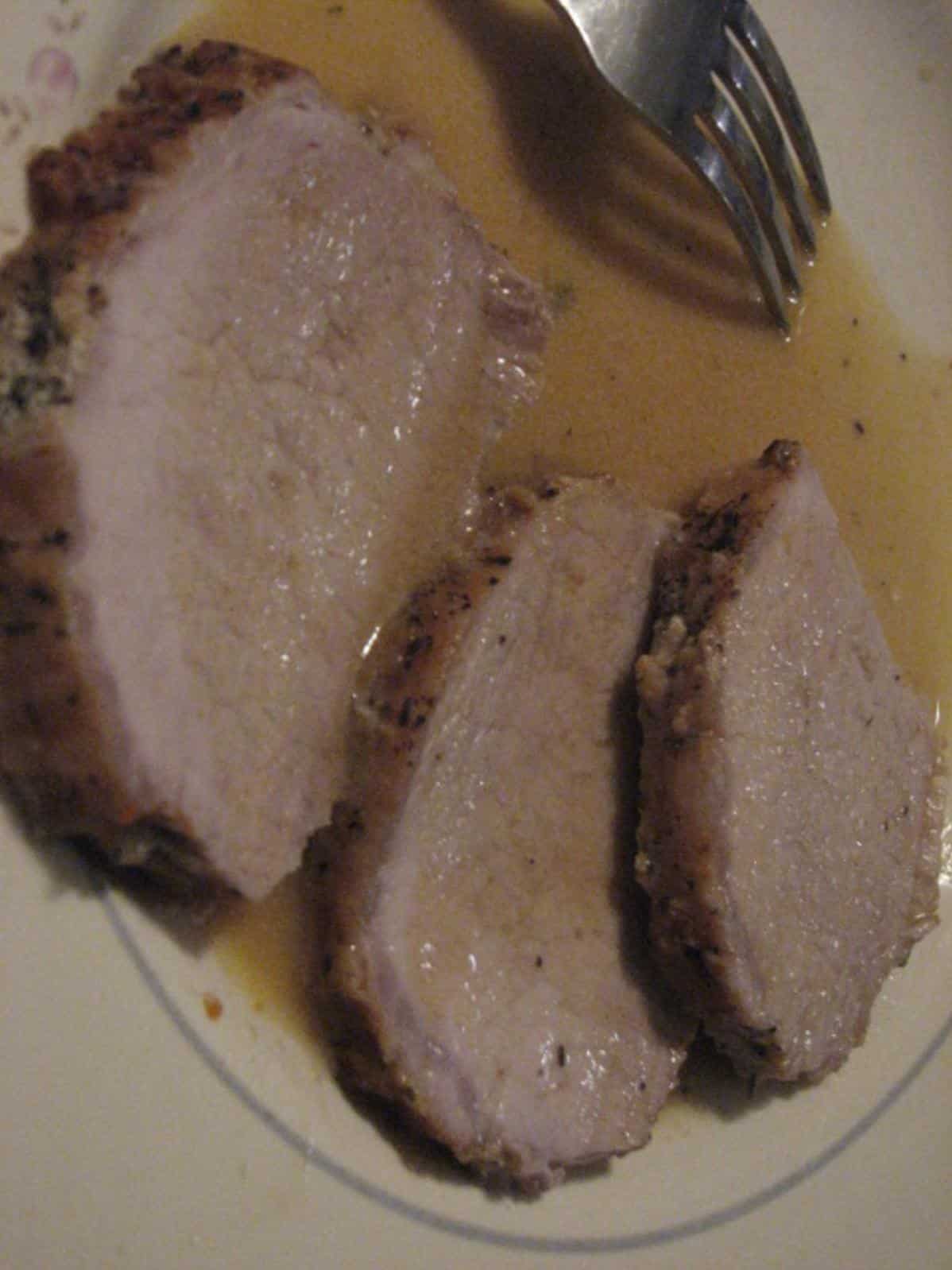  A juicy and tender pork loin soaking up all the goodness of whole milk