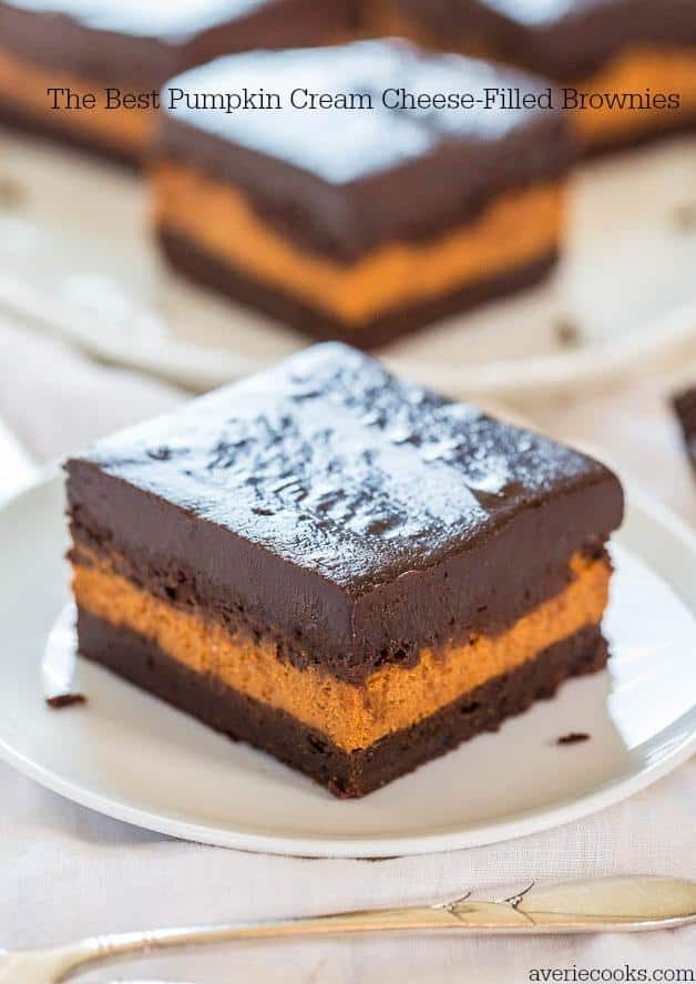  A slice of heaven: pumpkin brownies with chocolate ganache.