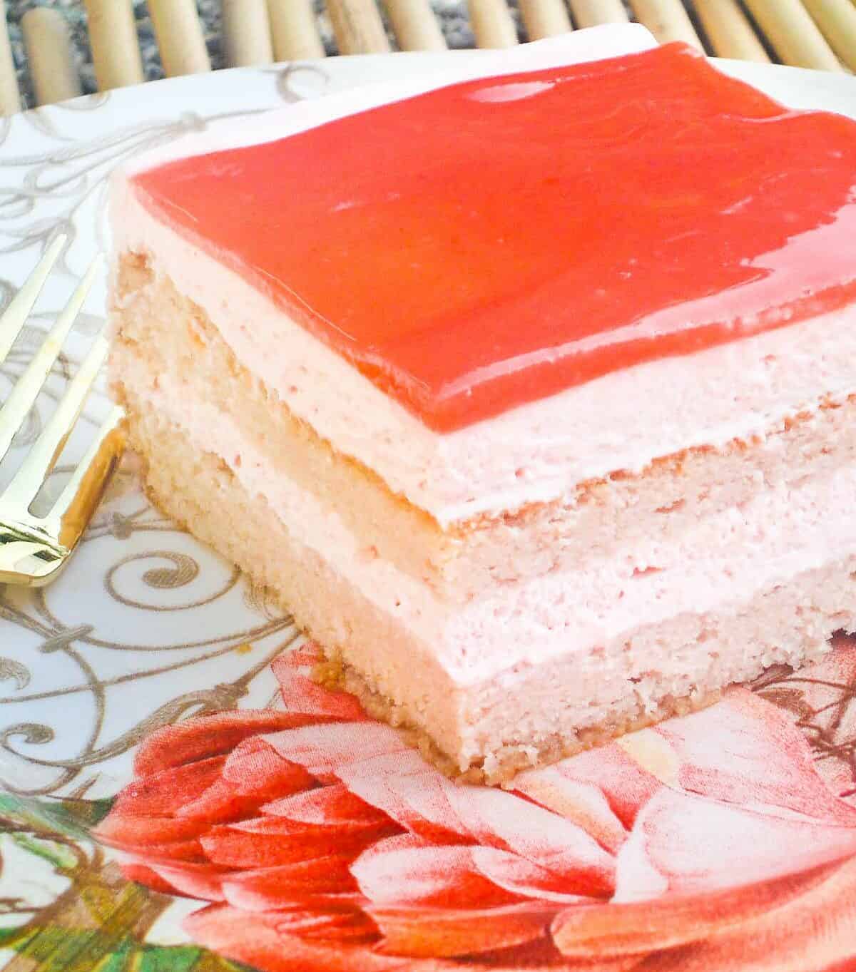  A slice of sweet and airy guava chiffon cake.