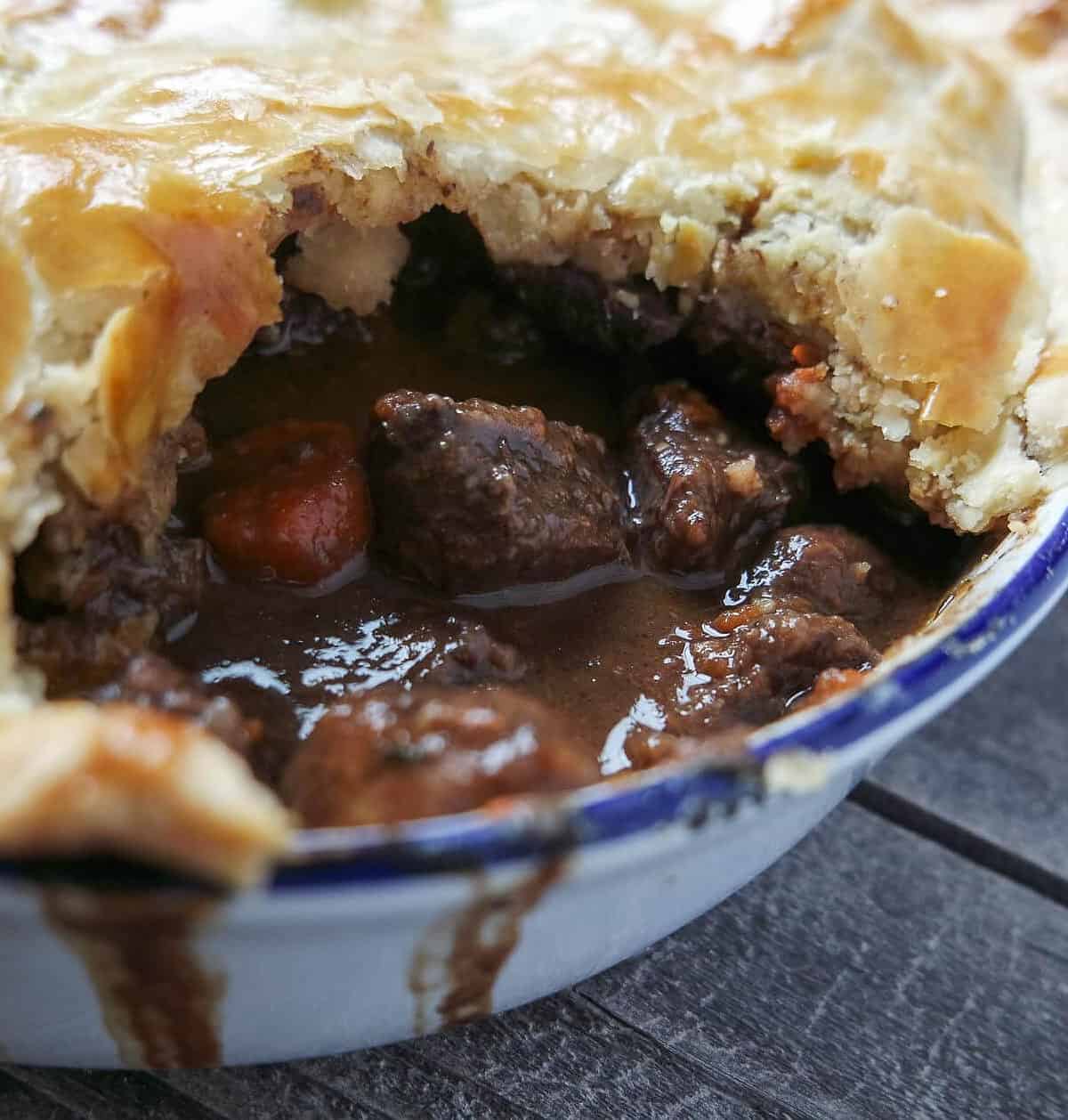  A slice of this pot pie oozes a delectable mixture of melted cheese and tender venison.