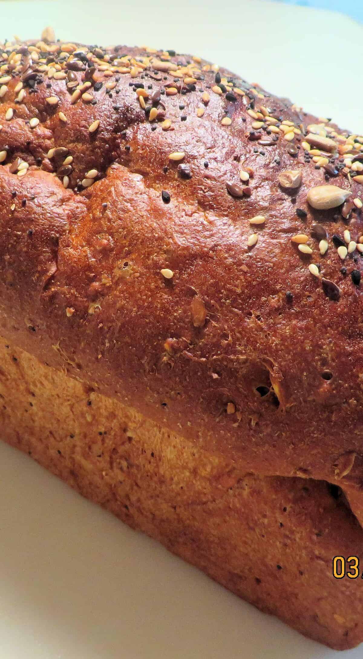  A slice of warm Seeded Sourdough Soda Bread with melty butter is the perfect start to any day!