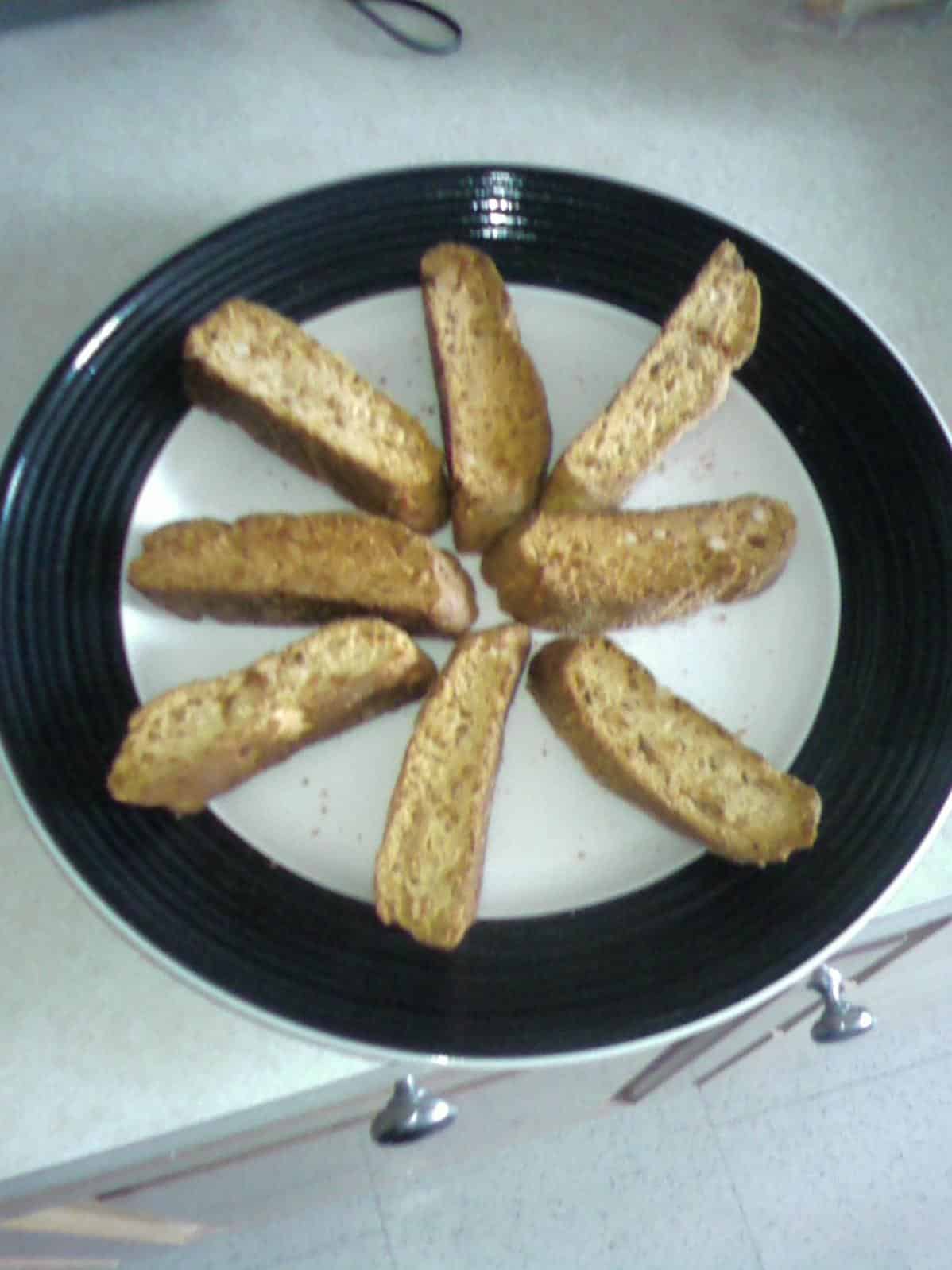  A stack of biscotti waiting to be dunked into a bowl of warm tomato soup
