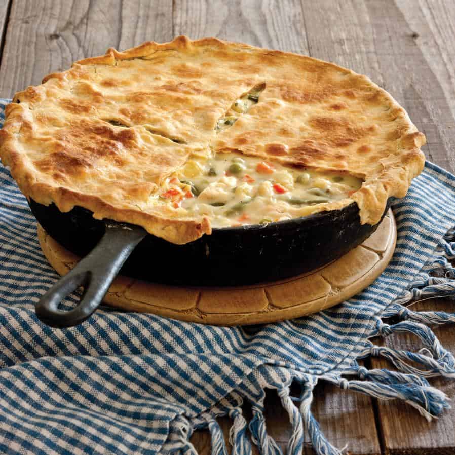 Beauty in simplicity: the humble ingredients of this chicken pot pie come together for an unforgettable taste.