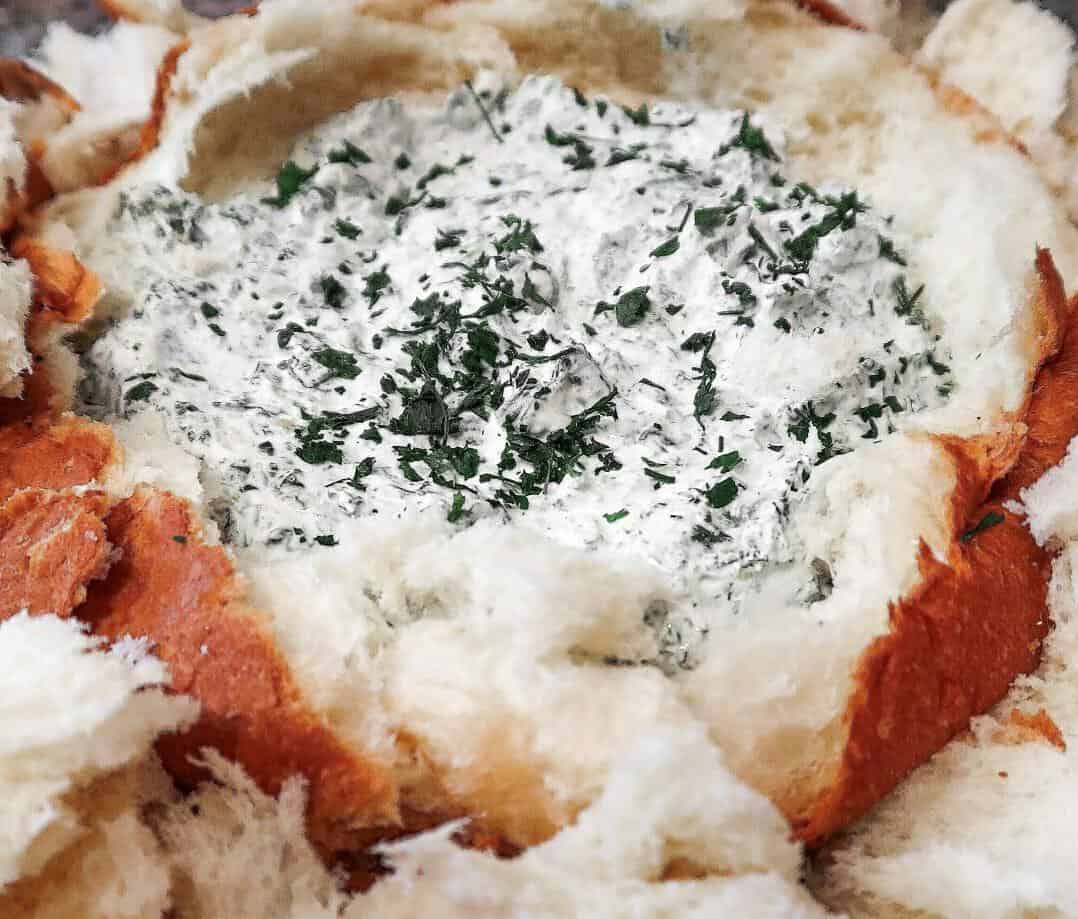 Dive in to a sea of deliciousness with this bread dip...