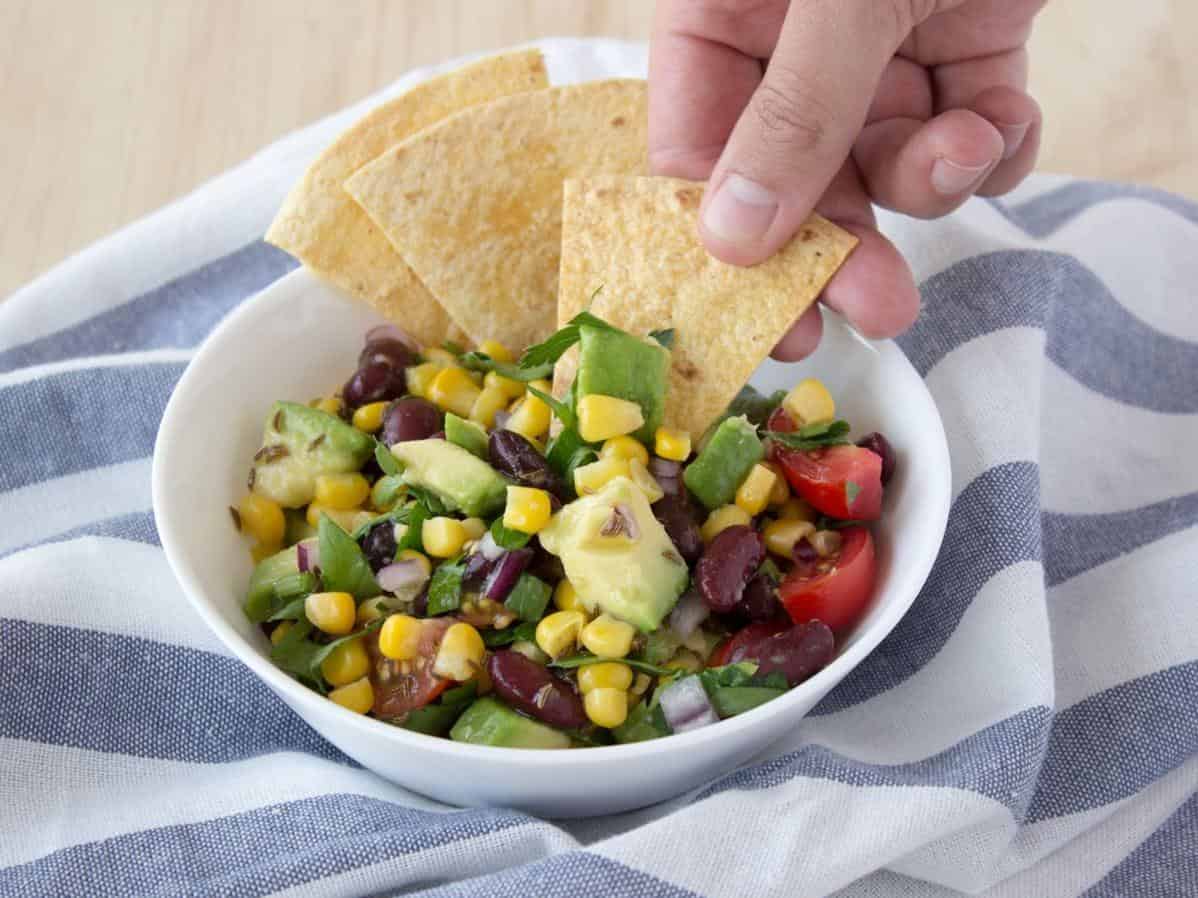  Freshly picked corn and black beans combine in this colorful salad!