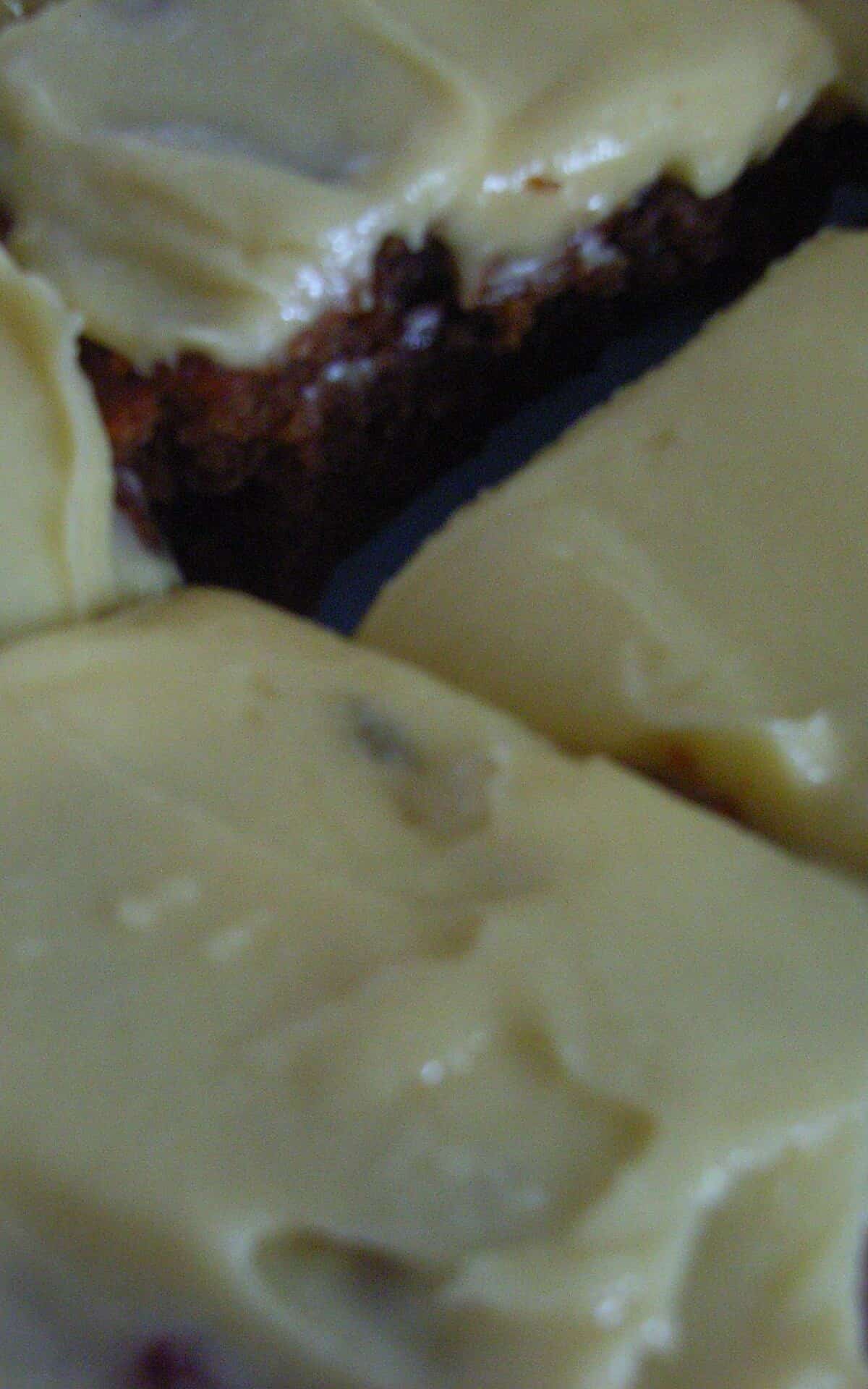 Fruit Cake Slice With Lemon Icing.