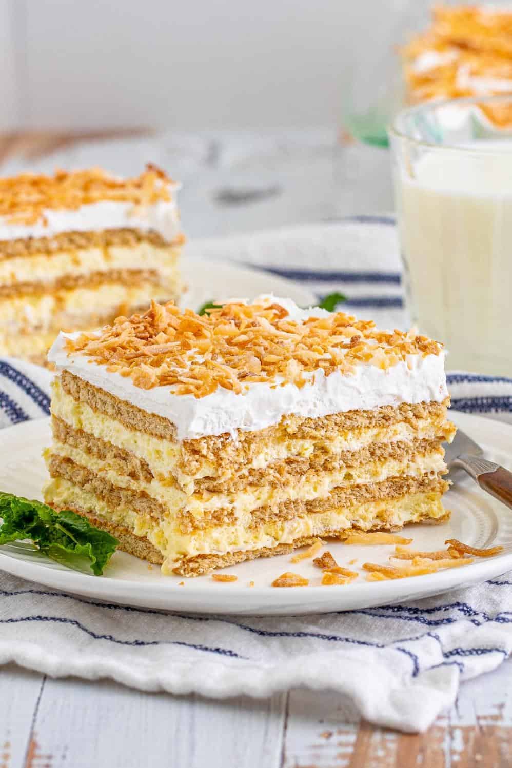  Indulge in layers of creamy goodness.