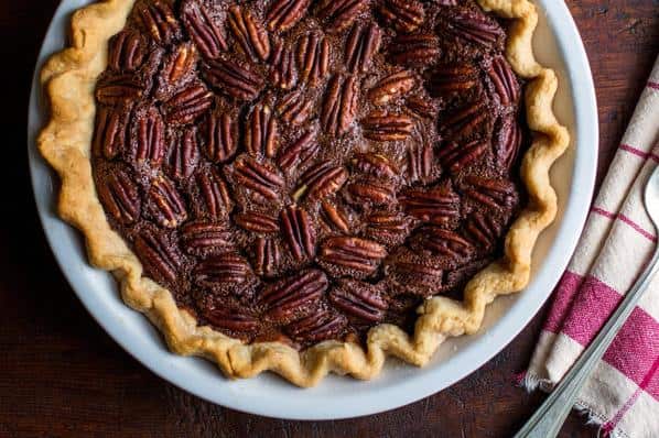  Look what just came out of the oven: a delicious chocolate pecan pie!