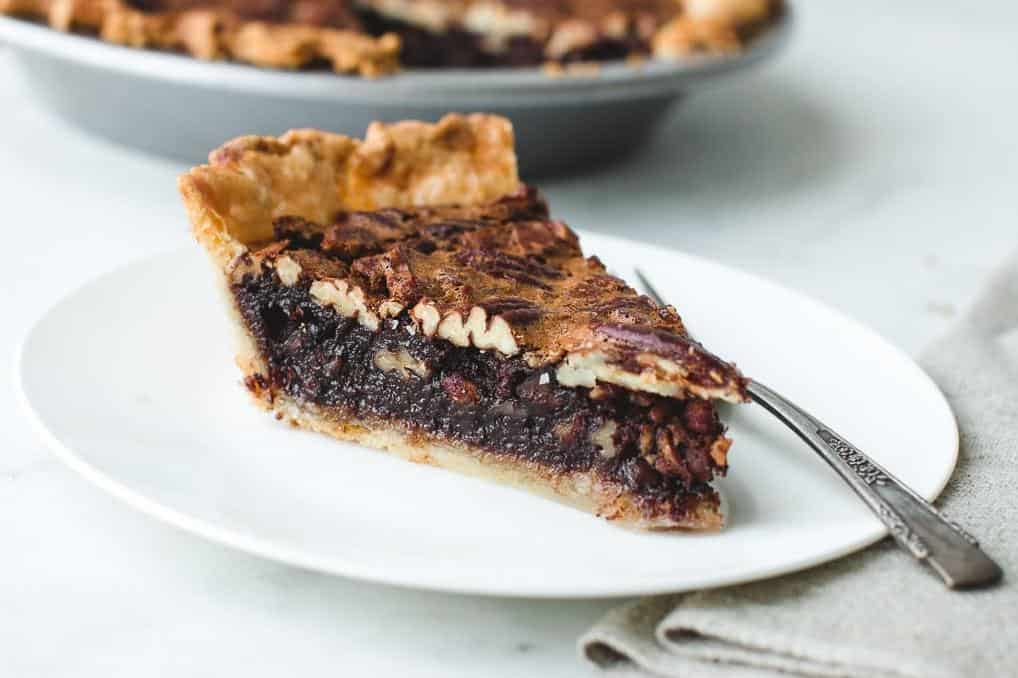  One slice of this chocolate pecan pie is never enough!