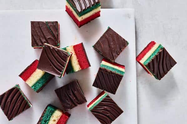 Sure! Here are some creative and fun photo captions for the New York Rainbow Cookies recipe: