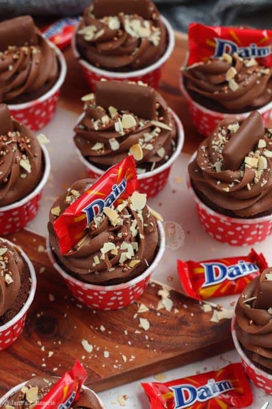  Sweet and decadent Chocolate-Almond Daim Cupcakes