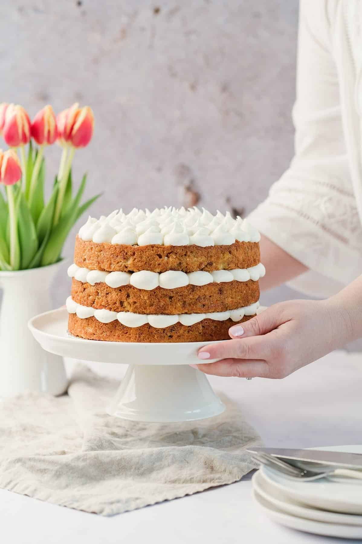  The aroma of freshly baked carrot cake fills the kitchen.