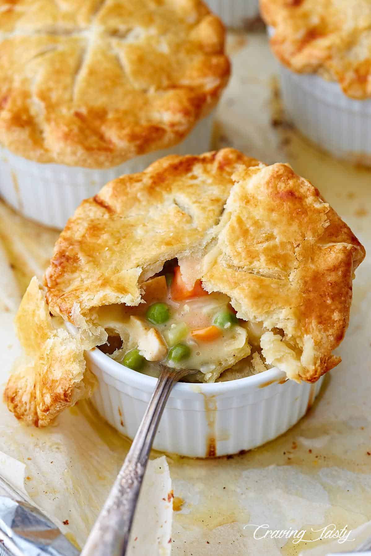  The comforting aroma of homemade chicken pot pie baking in the oven.