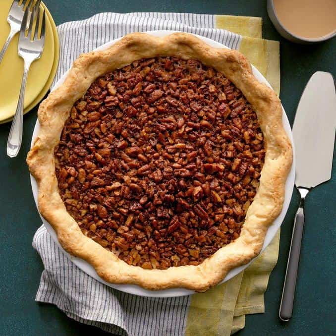  The irresistible aroma of this pecan pie will make your mouth water.