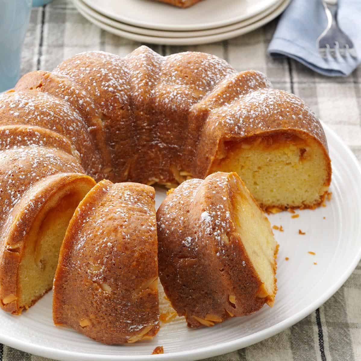  The slight crunch of the almonds intertwined with the tender crumb of the pound cake creates a perfect balance of texture.
