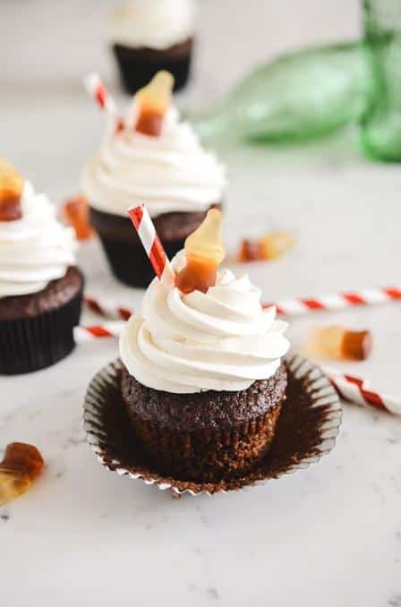  The subtle hint of cola adds an intriguing depth of flavor to these cupcakes.