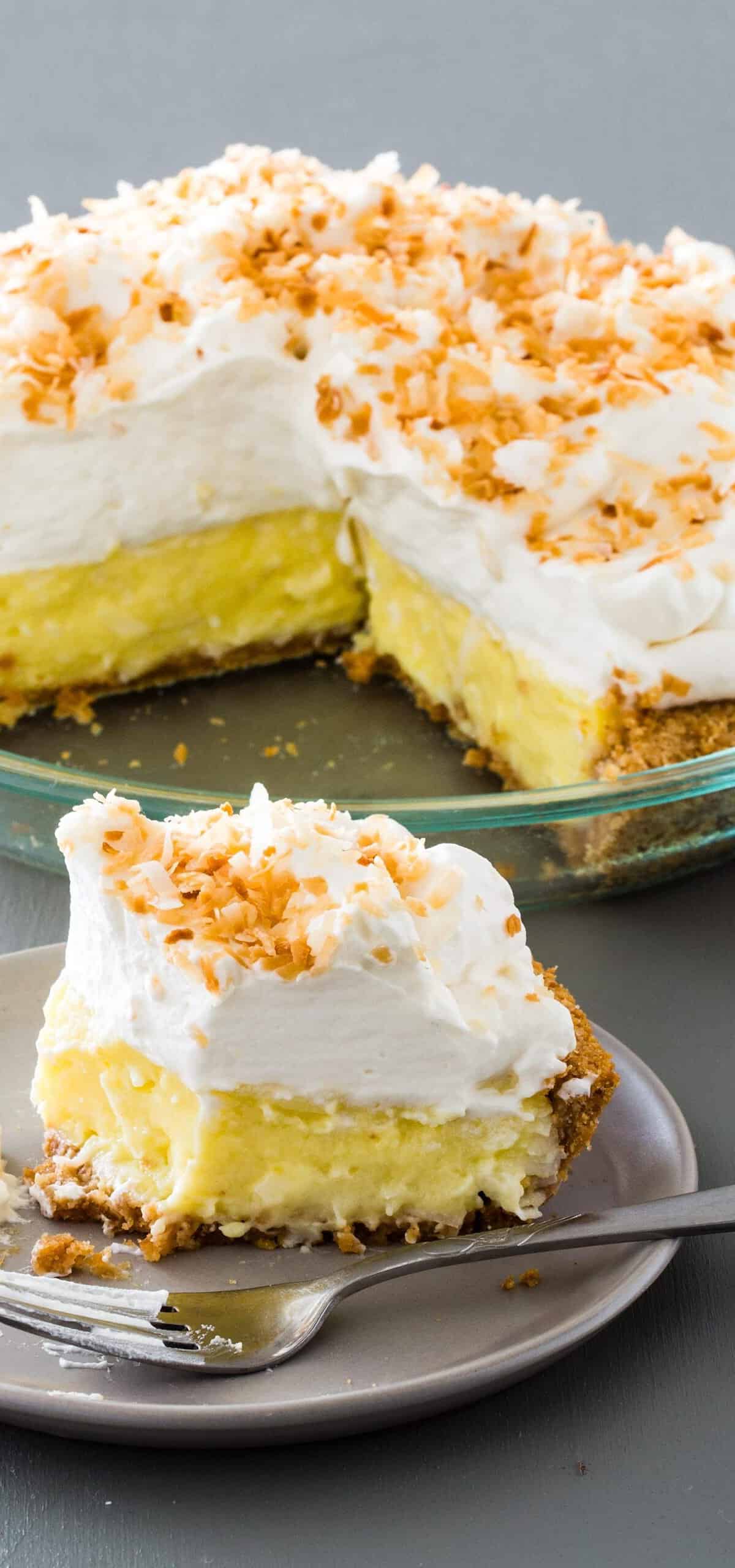  The toasted coconut garnish adds an irresistible aroma and an extra layer of flavor to the pie.