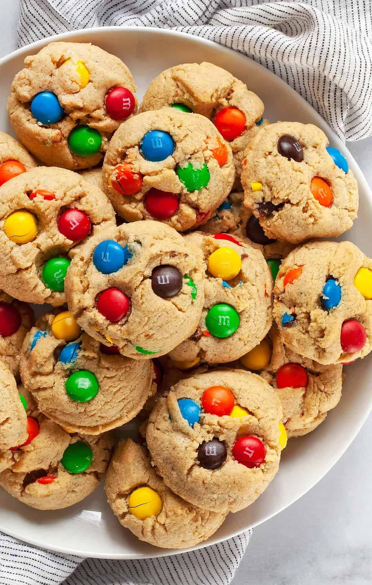  These cookies are packed with peanut butter flavor and a burst of color from the M&m's.
