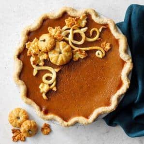  This pumpkin pie is not just a treat, it's a masterpiece!