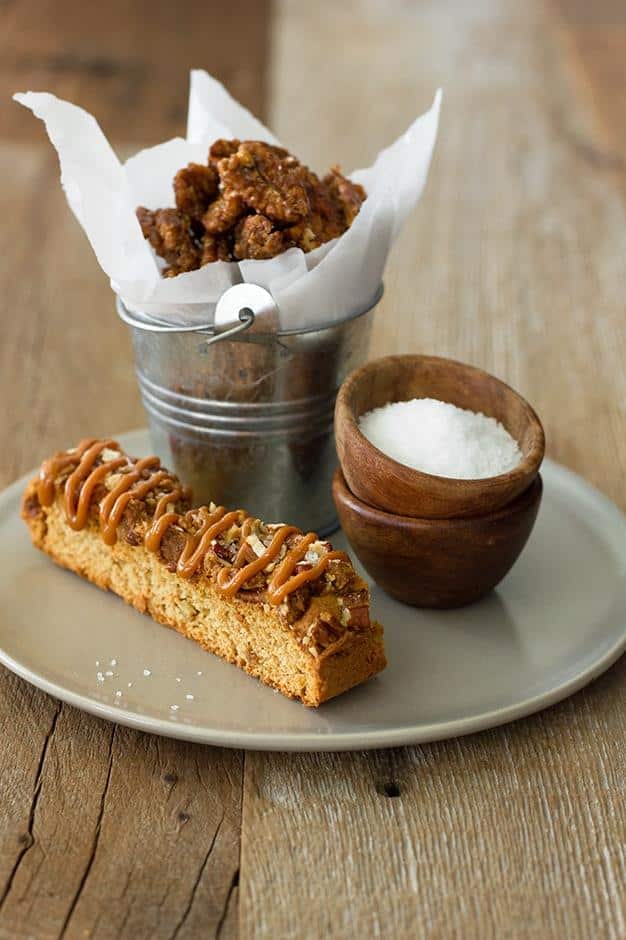  Treat yourself to a little bit of heaven with a plate full of our irresistible Pecan-Caramel Biscotti.