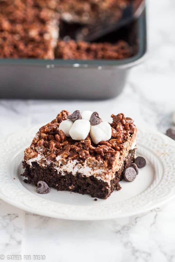  With a layer of crispy rice cereal, these brownies are pure bliss